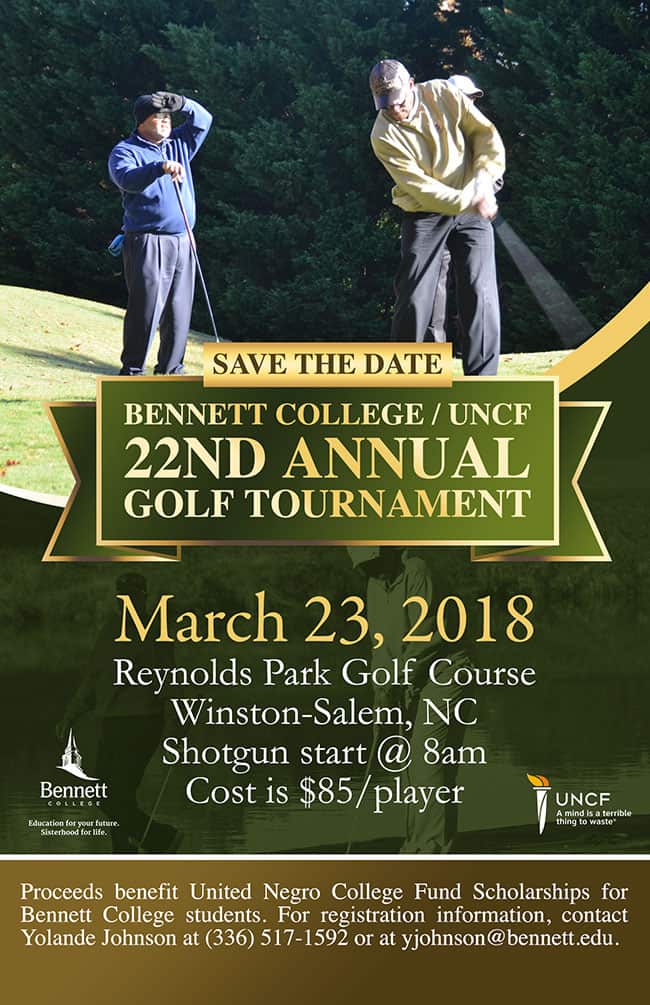 The Bennett College / UNCF 22nd Annual Golf Tournament is March 23, 2018 – Register Today!