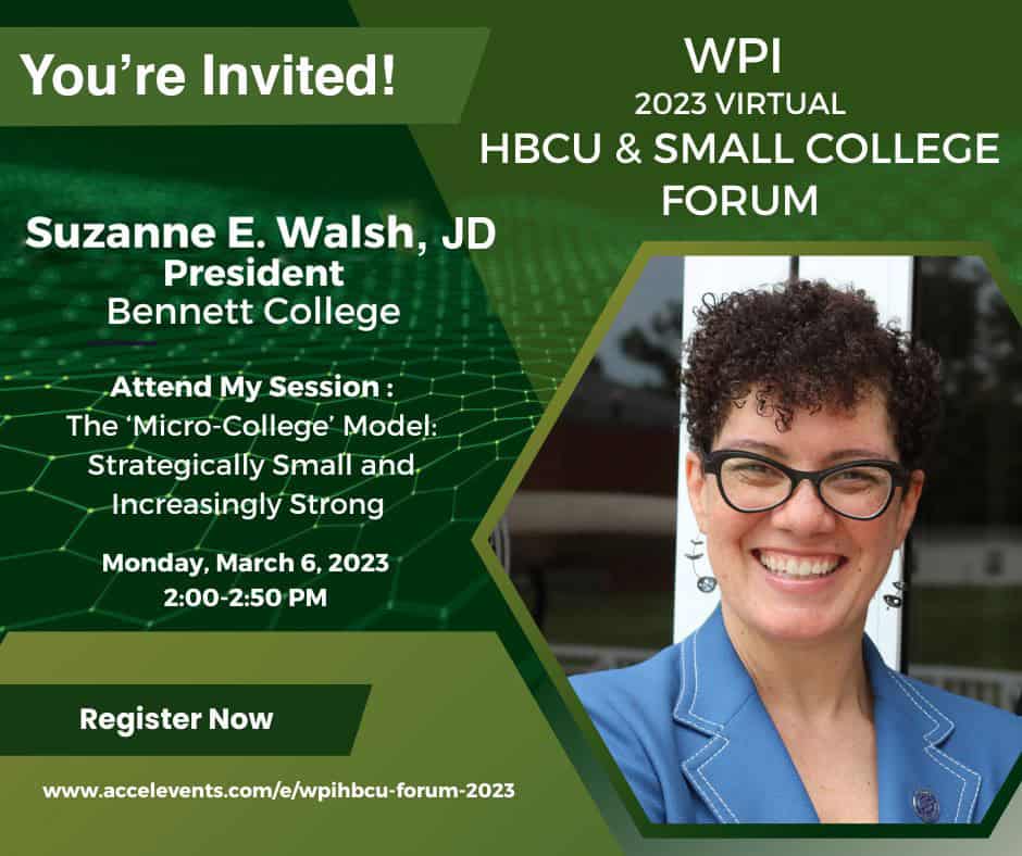 President Suzanne Walsh Presents at the Virtual 2023 WPI HBCU & Small College Forum
