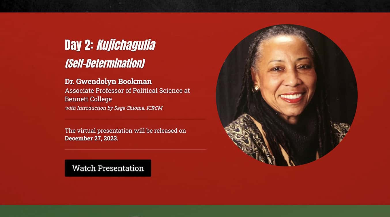 Dr. Gwendolyn Bookman Serves As Featured Kwanzaa Speaker for Day 2 – Kujichagulia