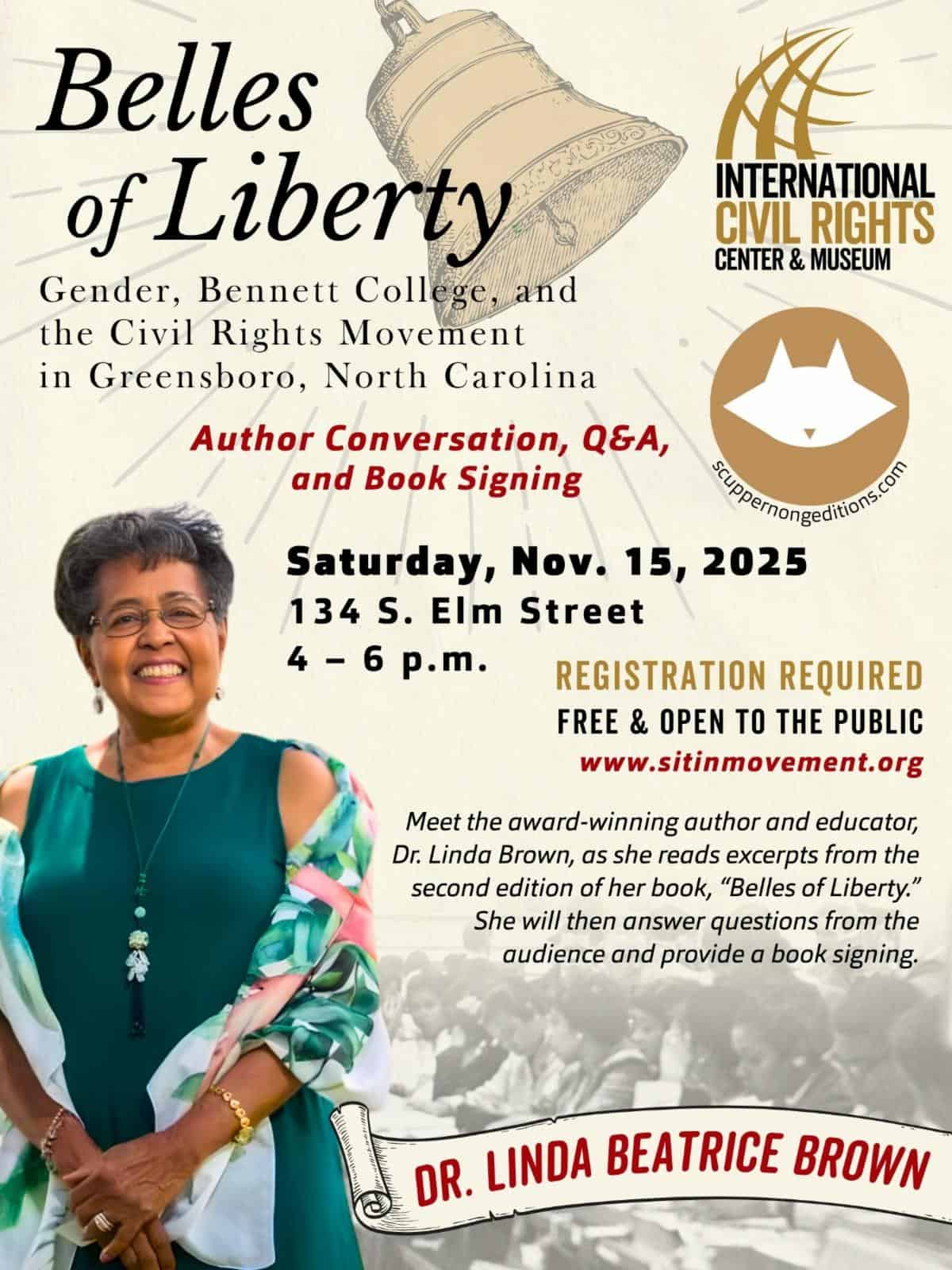 Dr. Linda Beatrice Brown ’61 to Present “Belles of Liberty” at the International Civil Rights Center & Museum